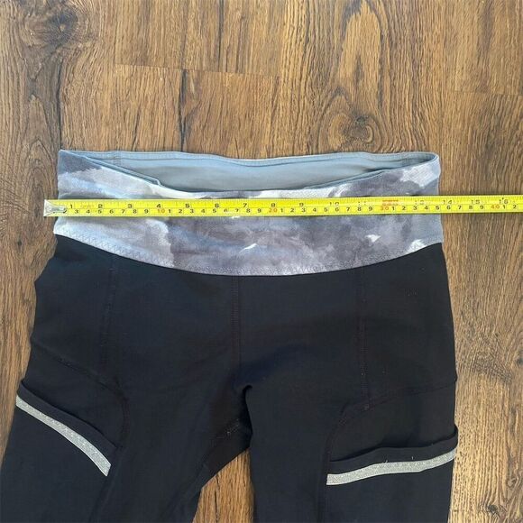 Lululemon Women's M Black Tie-Dye Reflective Capri Leggings w/ Pockets - Picture 13 of 13